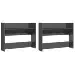vidaXL Armoires à chaussures murales 2 Pièces gris brillant 80x18x60 cm