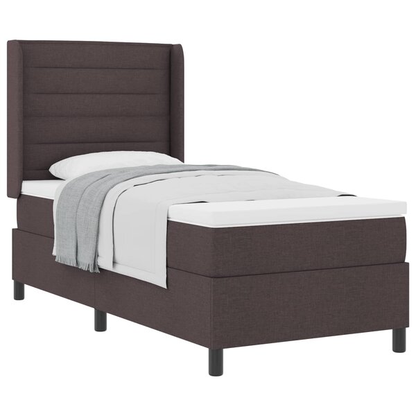 vidaXL Lit à ressorts avec matelas Marron foncé 90 x 200 cm tissu