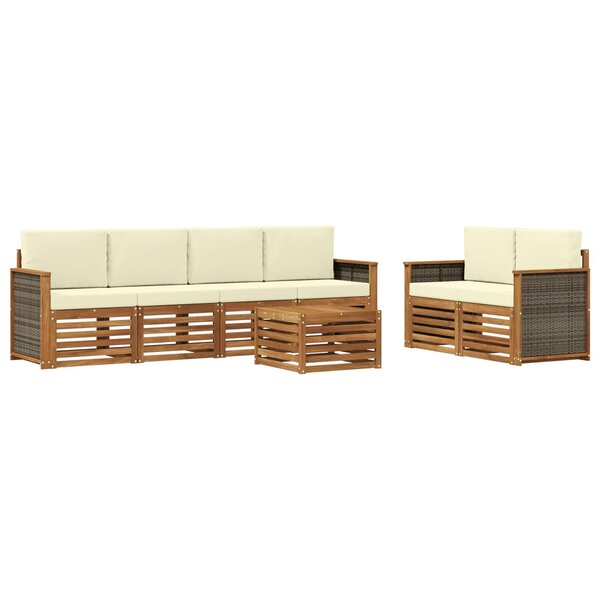 vidaXL Ensemble de canapés d'extérieur 7 pc Naturel et Crème