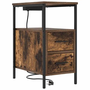 vidaXL Cabinet de chevet Chêne fumé 30 x 48 x 61 cm Bois d'ingénierie