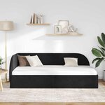vidaXL Cadre de lit d'angle avec tête de lit Noir 90 cm x 200 cm