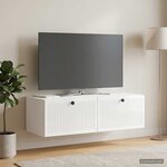 vidaXL Meuble TV mural Montage mural Blanc brillant 98 x 41 x 30 cm