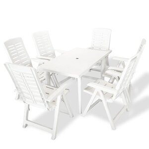 vidaXL Ensemble à manger d'extérieur 7 Pièces Plastique Blanc