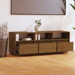 vidaXL Meuble TV Marron miel 140x37x50 cm Bois de pin massif