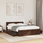vidaXL Cadre de lit avec tête de lit chêne marron 120x200 cm