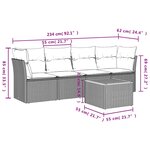 vidaXL Salon de jardin 5 Pièces avec coussins gris résine tressée