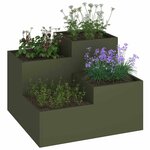 vidaXL Cache-pot de jardin Vert olive 100 x 100 x 60 cm Acier
