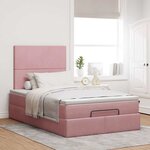 vidaXL Cadre de lit ottoman avec matelas rose 120x190 cm velours