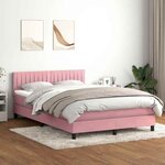 vidaXL Sommier à lattes de lit avec matelas rose 160x210 cm velours