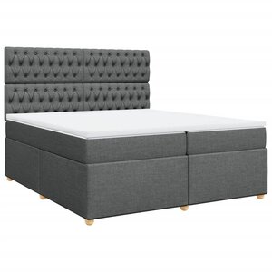 vidaXL Sommier à lattes de lit avec matelas Gris foncé 200x200cm Tissu