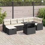 Ensemble de Canapé de Jardin vidaXL 8 Pièces avec Coussins Noir Rattan Poly