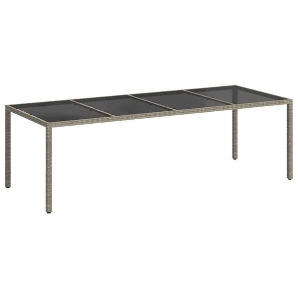 vidaXL Table de jardin gris 250x100x75 cm Verre trempé et poly rotin