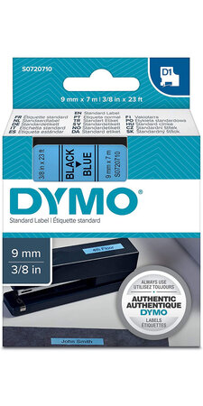 DYMO LabelManager cassette ruban D1 9mm x 7m Noir/bleu (compatible avec les LabelManager et les LabelWriter Duo)