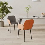 vidaXL Chaises à manger lot de 2 gris foncé tissu et similicuir