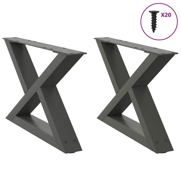vidaXL Pieds de table basse 2 pièces Anthracite 50 x (30-31 3) cm Acier