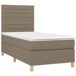 vidaXL Sommier à lattes de lit et matelas et LED Taupe 80x200 cm Tissu