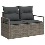 Ensemble de canapé de jardin 7 pièces avec coussins gris en poly rattan