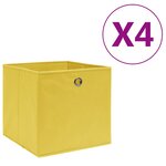 vidaXL Boîtes de rangement 4 Pièces Tissu intissé 28x28x28 cm Jaune