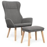 vidaXL Chaise de relaxation avec repose-pied Gris clair Tissu