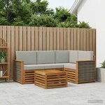 vidaXL Ensemble de canapés d'extérieur 5 pc Naturel et gris clair