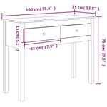 vidaXL Table console Blanc 100x35x75 cm Bois massif de pin