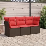 vidaXL Salon de jardin avec coussins 3 Pièces marron résine tressée