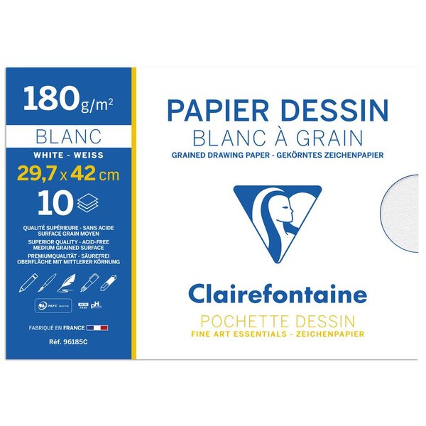 Pochette dessin à grain A3 10 Feuilles 180g CLAIREFONTAINE