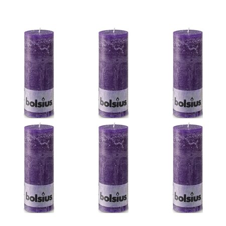 Bolsius bougie pilier rustique 190 x 68 mm violet 6 pcs