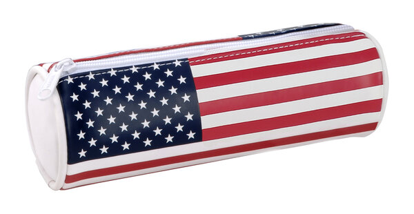 Trousse scolaire USA avec drapeau Etats Unis - Matière soft - Fermeture zippée