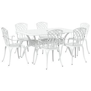 vidaXL Ensemble de salle à manger de jardin de 7 pièces en aluminium moulé blanc