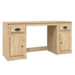 Bureau table poste de travail meuble d'ordinateur informatique étude avec armoire chêne sonoma bois d'ingénierie brun 02_0023387