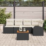 vidaXL Ensemble de canapé de jardin 6 Pièces Noir Poly rotin