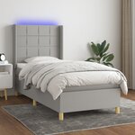 vidaXL Sommier à lattes de lit matelas LED Gris clair 100x200 cm Tissu
