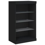 vidaXL Buffets avec lumières LED 3 Pièces noir bois d'ingénierie
