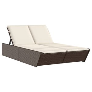 vidaXL Chaise longue double avec coussins marron résine tressée