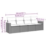 vidaXL Salon de jardin 4 Pièces avec coussins gris résine tressée