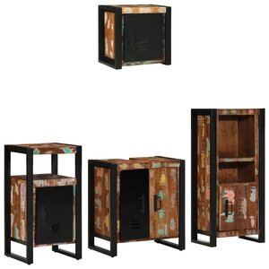 vidaXL Ensemble de mobilier de salle de bain avec étagère 4 Pièces