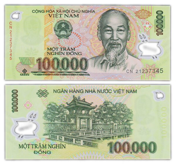 Billet de collection 100000 dong 2021 vietnam - neuf - p122 polymer