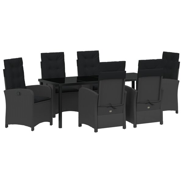 vidaXL Set de jardin 7 pièces avec coussins - Rotin synthétique noir