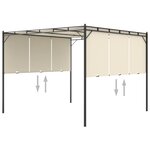 vidaXL Belvédère de jardin avec rideau latéral 3x3x2 25 m Crème
