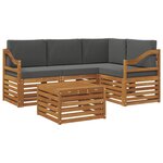 vidaXL Ensemble de canapés d'extérieur 5 pc Naturel et Anthracite