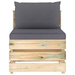 Vidaxl salon de jardin 4 pièces avec coussins bois imprégné de vert