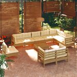 vidaXL Salon de jardin 11 Pièces avec coussins Marron miel Bois de pin