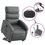 vidaXL Fauteuil inclinable de massage Gris Similicuir