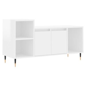 vidaXL Meuble TV Blanc brillant 100x35x55 cm Bois d'ingénierie