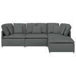vidaXL Canapé modulaire et repose-pieds et coussins tissu gris foncé