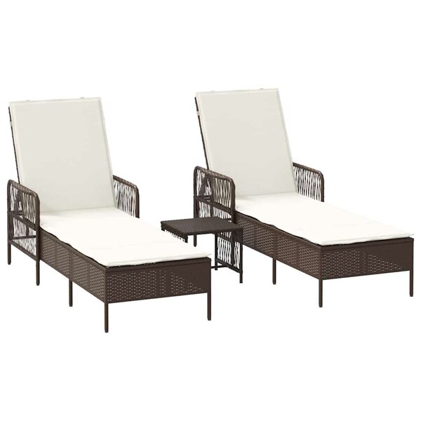 vidaXL Chaise longue 2-personne 2 Pièces Marron 35 x 35 x 32cm polyrotin