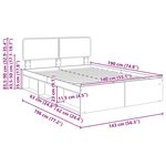 vidaXL Cadre de lit Chêne fumé 140 x 190 cm Pin massif