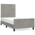 vidaXL Cadre de lit avec tête de lit Gris clair 90x200 cm Velours
