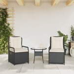 vidaXL Chaises inclinables de jardin lot de 2 noir résine tressée